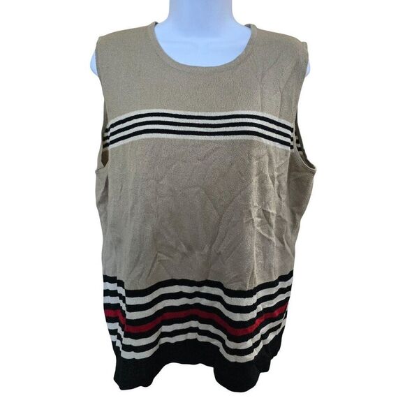 Van Heusen Womens Tan Sleeveless Sweater Vest XL grannycore cottagecore grandpa - Picture 1 of 7